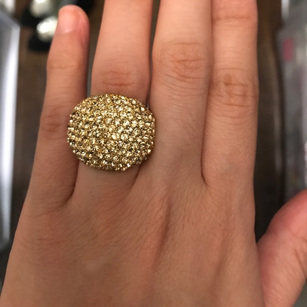 Gold rhinestone statement ring