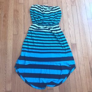 Express high-low strapless striped dress