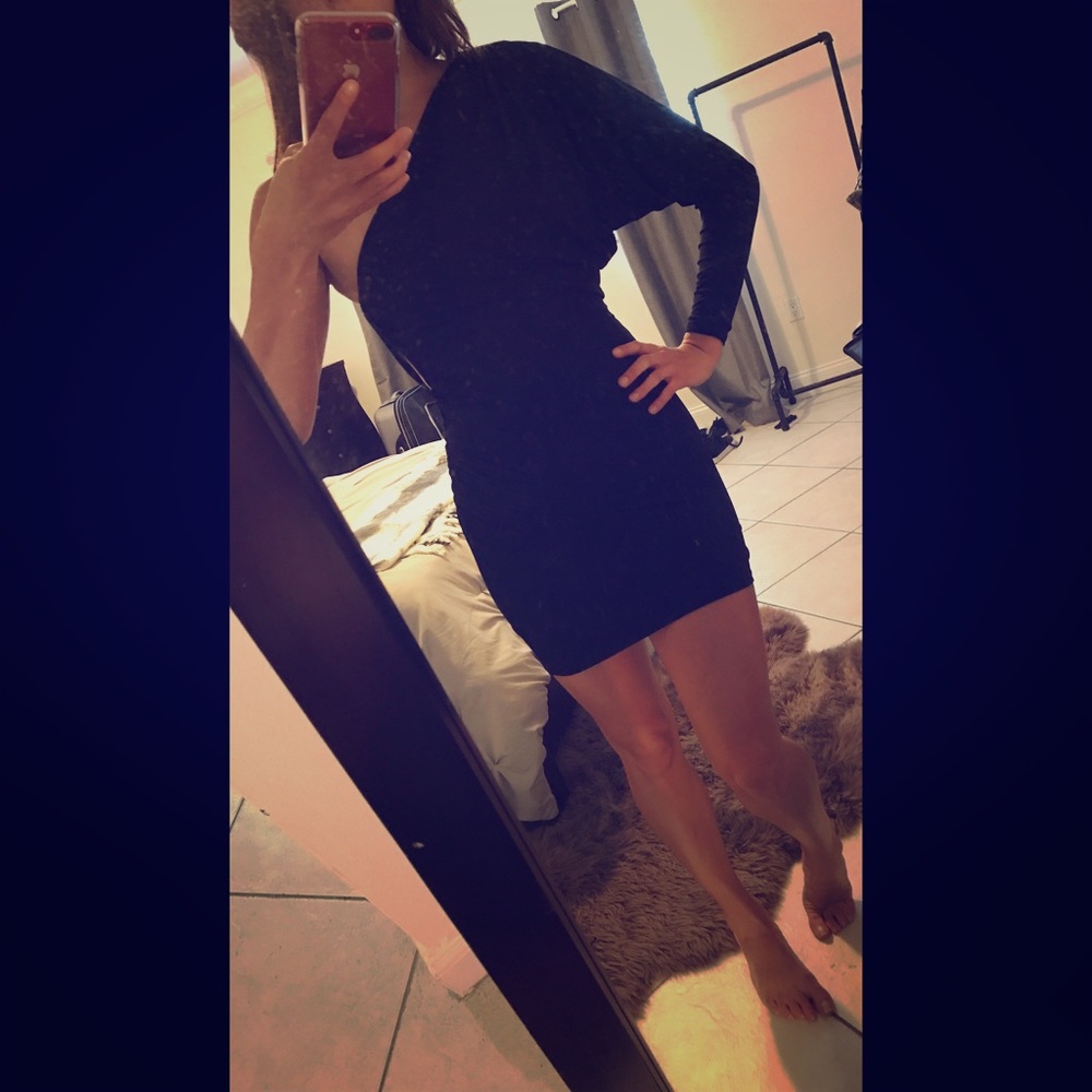 Black One Shoulder Rouched Marciano Dress