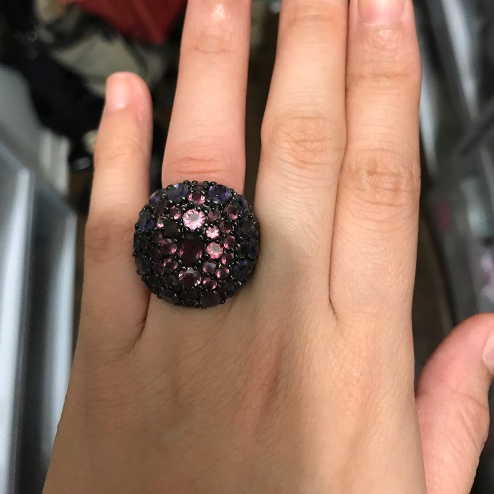 Purple Floral Statement Ring