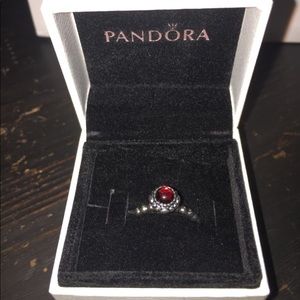 Pandora Garnet Birthday Blooms Ring