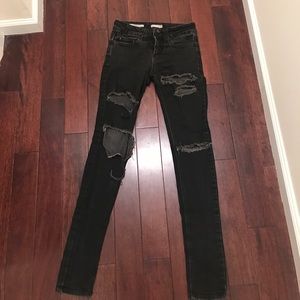 Silence + Noise Grey denim distressed jeans