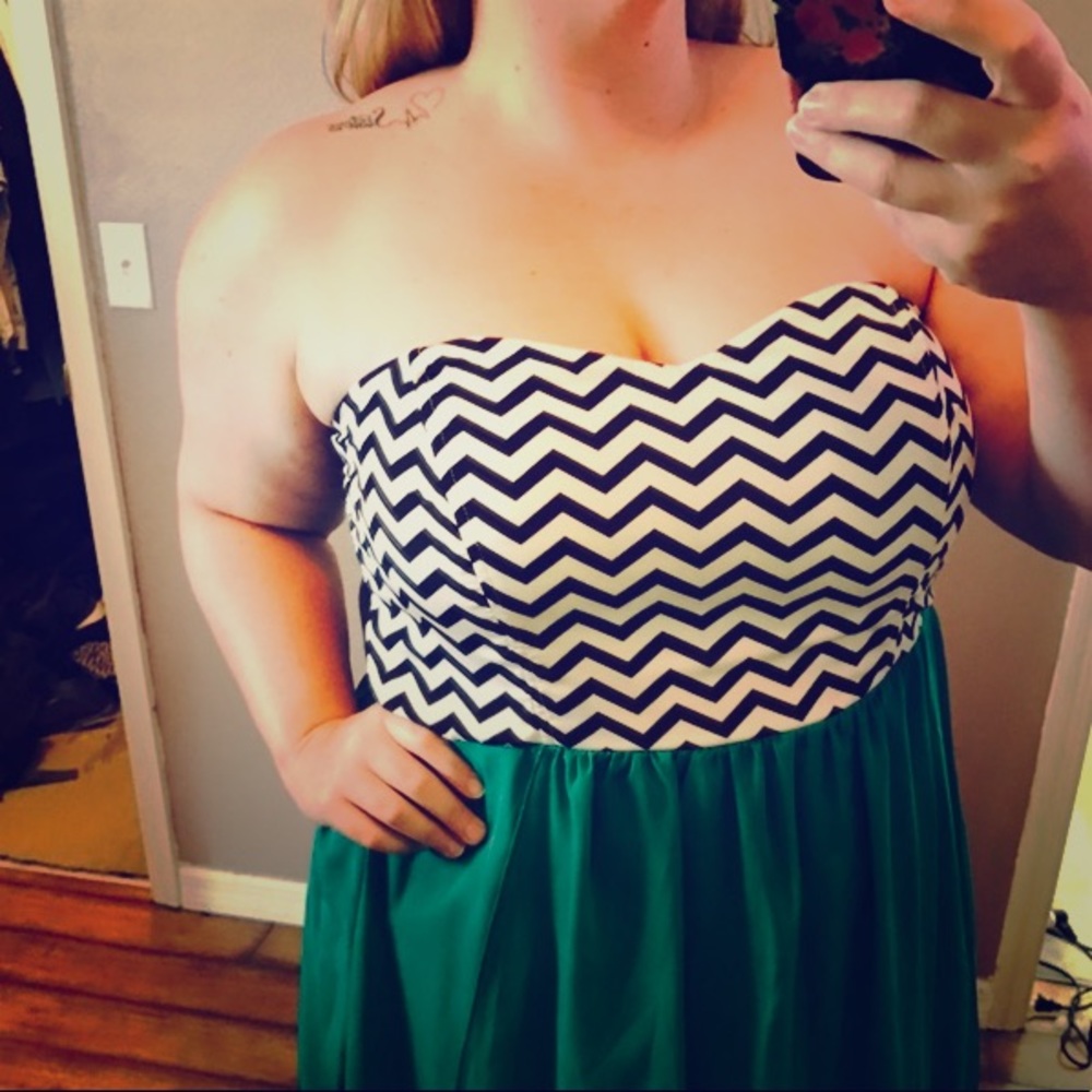 Strapless cheveron dress