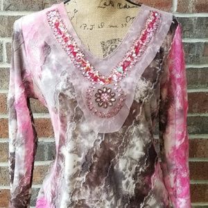 Caribe Long Sleeved Sequined Shirt