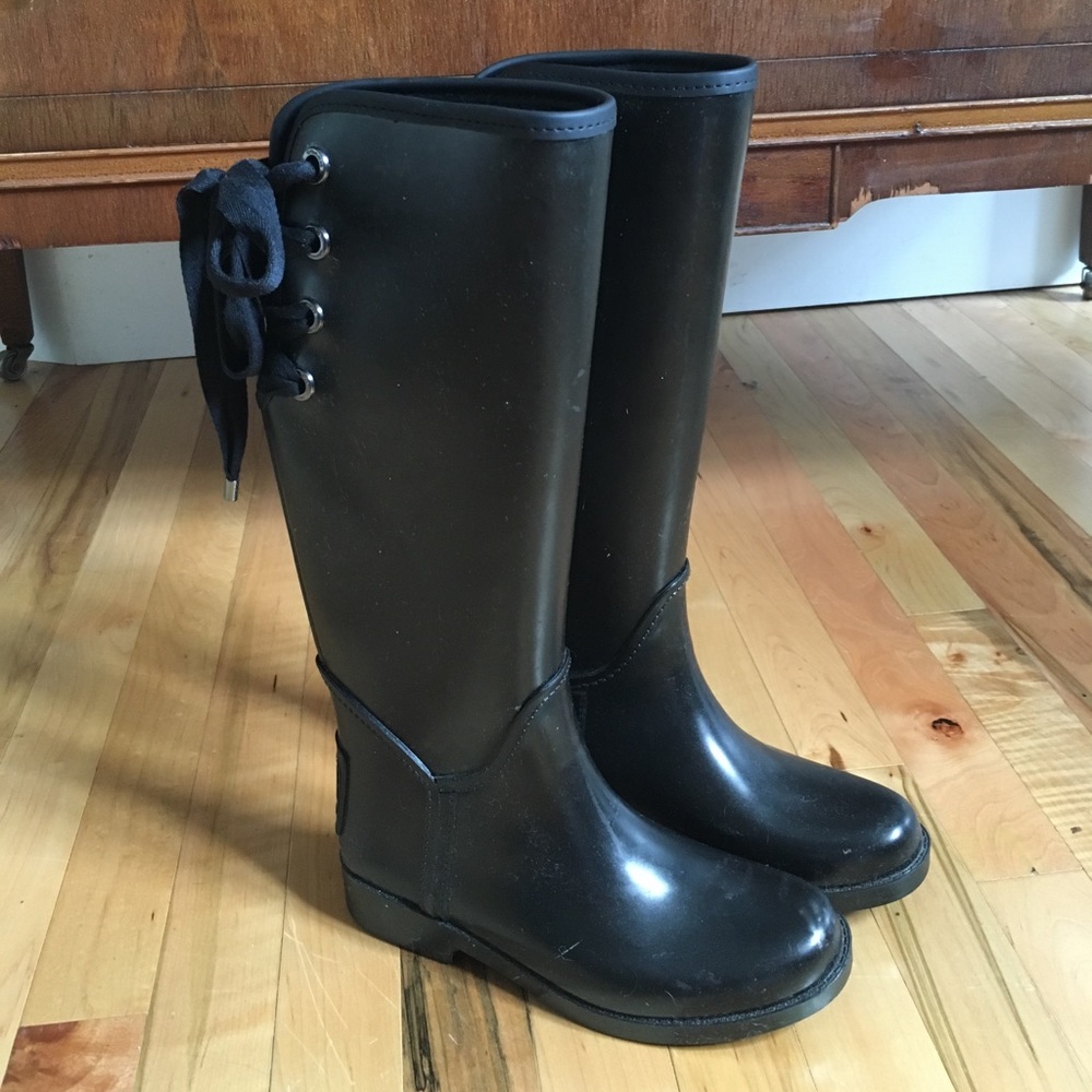 Coach Tristee Tall Black Rubber Rain Boots