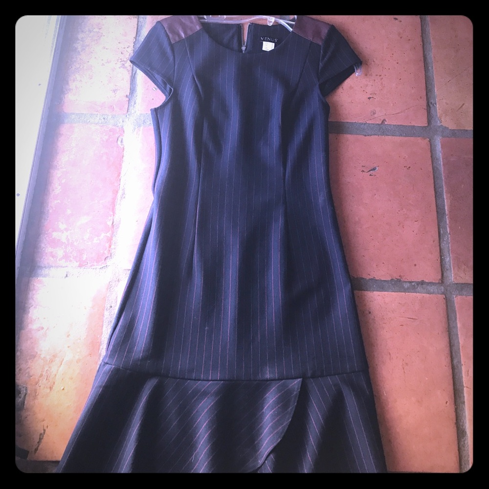 Vintage Navy and Red Pinstripe Dress