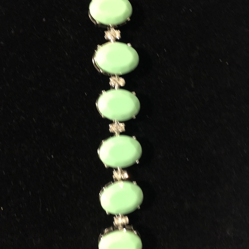 Light green bracelet with gold hint and crystals