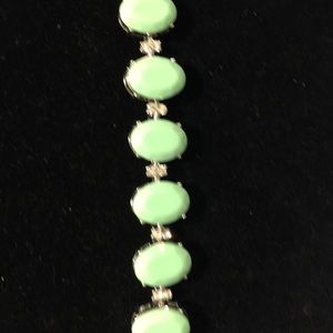 Light green bracelet with gold hint and crystals