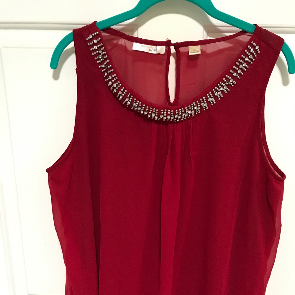 Deep red mid thigh length blouse