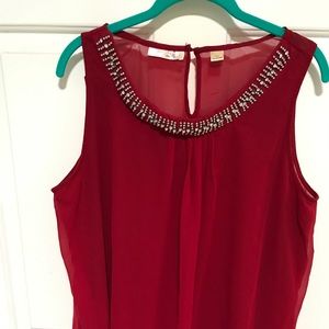 Deep red mid thigh length blouse