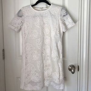 Cream mini dress with banana leaves