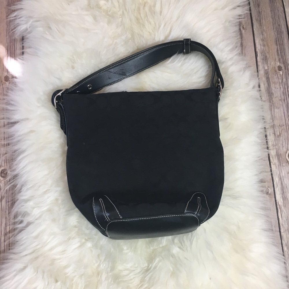 Coach Purse Black Standing Style Jacquard Fabric - Picture 1 of 5