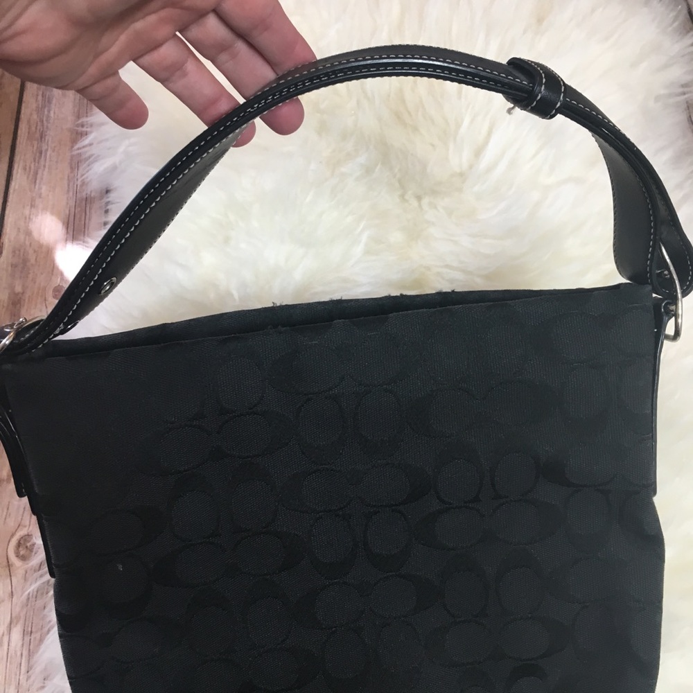 Coach Purse Black Standing Style Jacquard Fabric - Picture 3 of 5