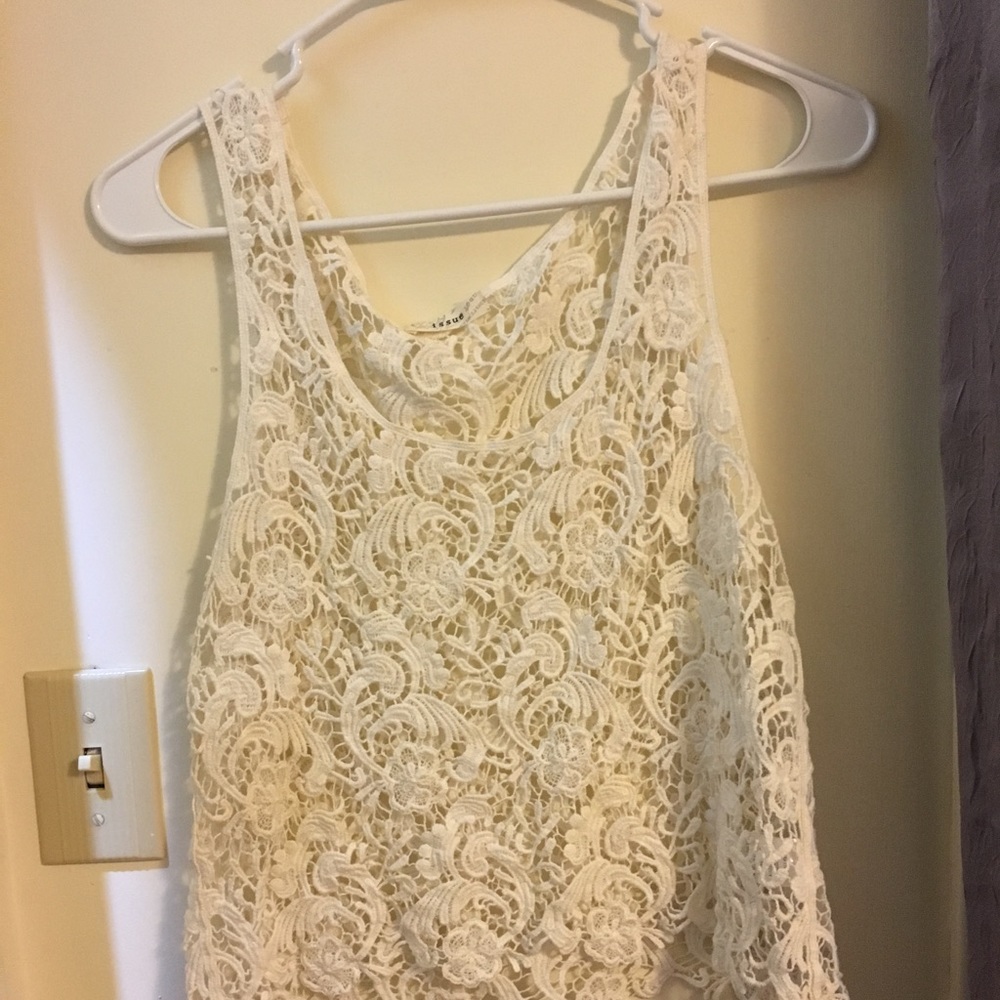 Super fun pattern white tank top!