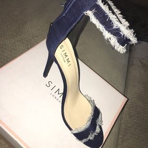 Dark Denim Strap Stiletto Heels (NEVER WORN)