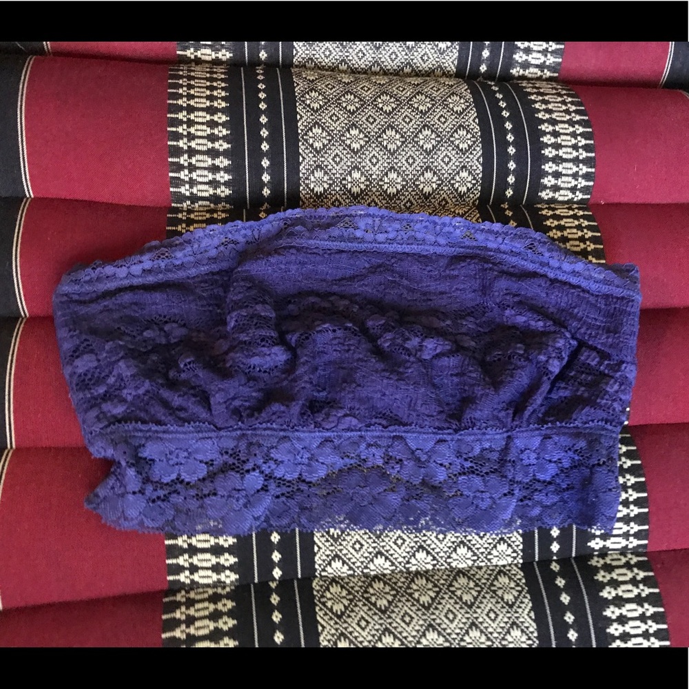 Free People Purple Lace Bandeau Strapless Bra S/P