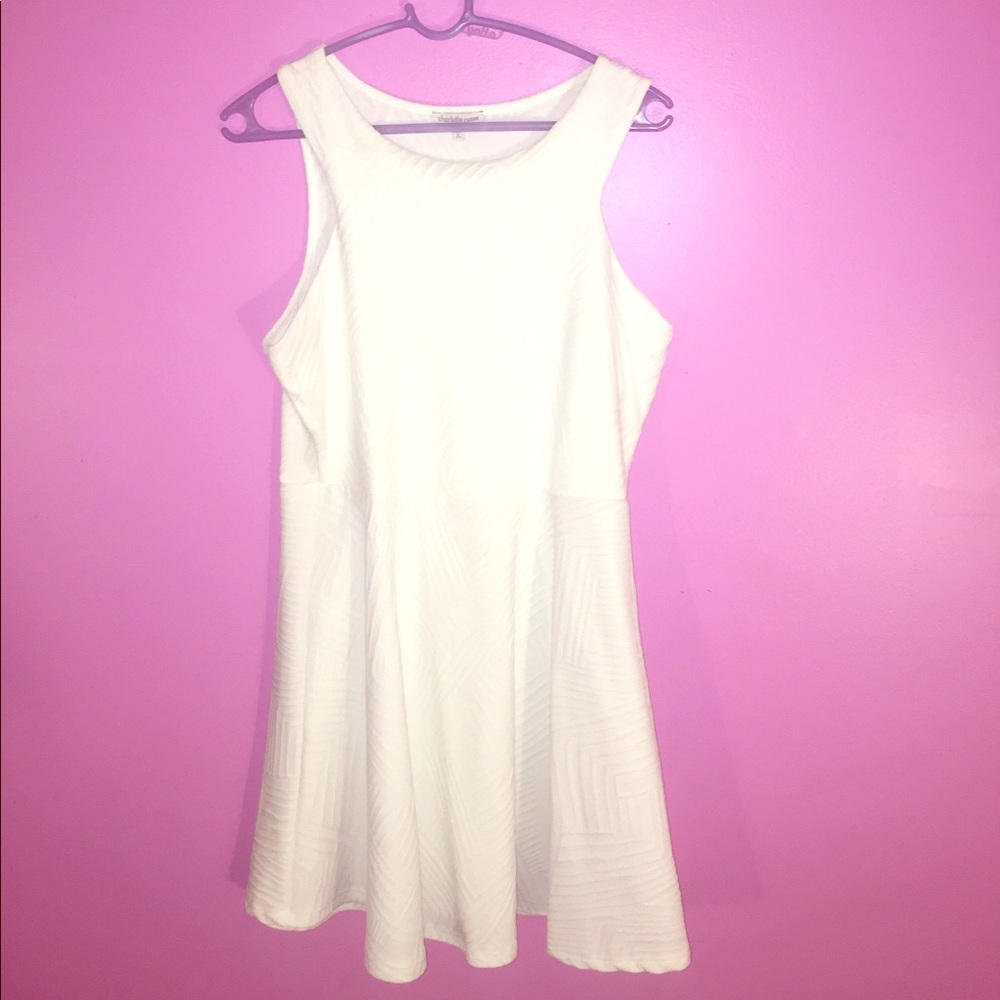 All white dress with stitch in pattern