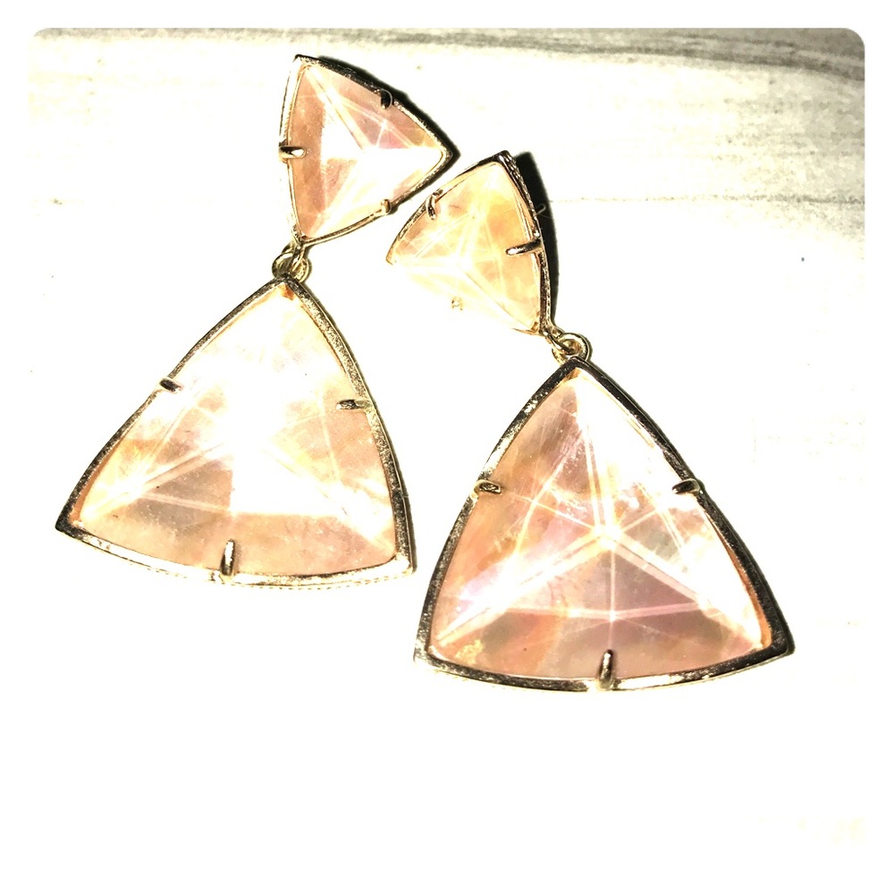 Kendra Scott Tan/Pink Rose-gold earrings.