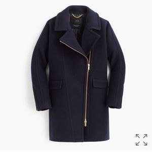 J.Crew-Stadium-cloth Zipper Coat-Navy/Blue-Size 2