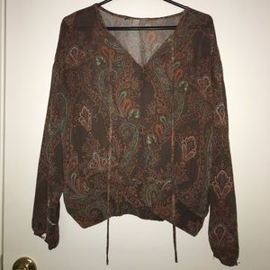 Brown Paisley Boho Blouse