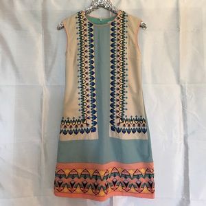 Champagne & Strawberry Aztec Embroidered Dress