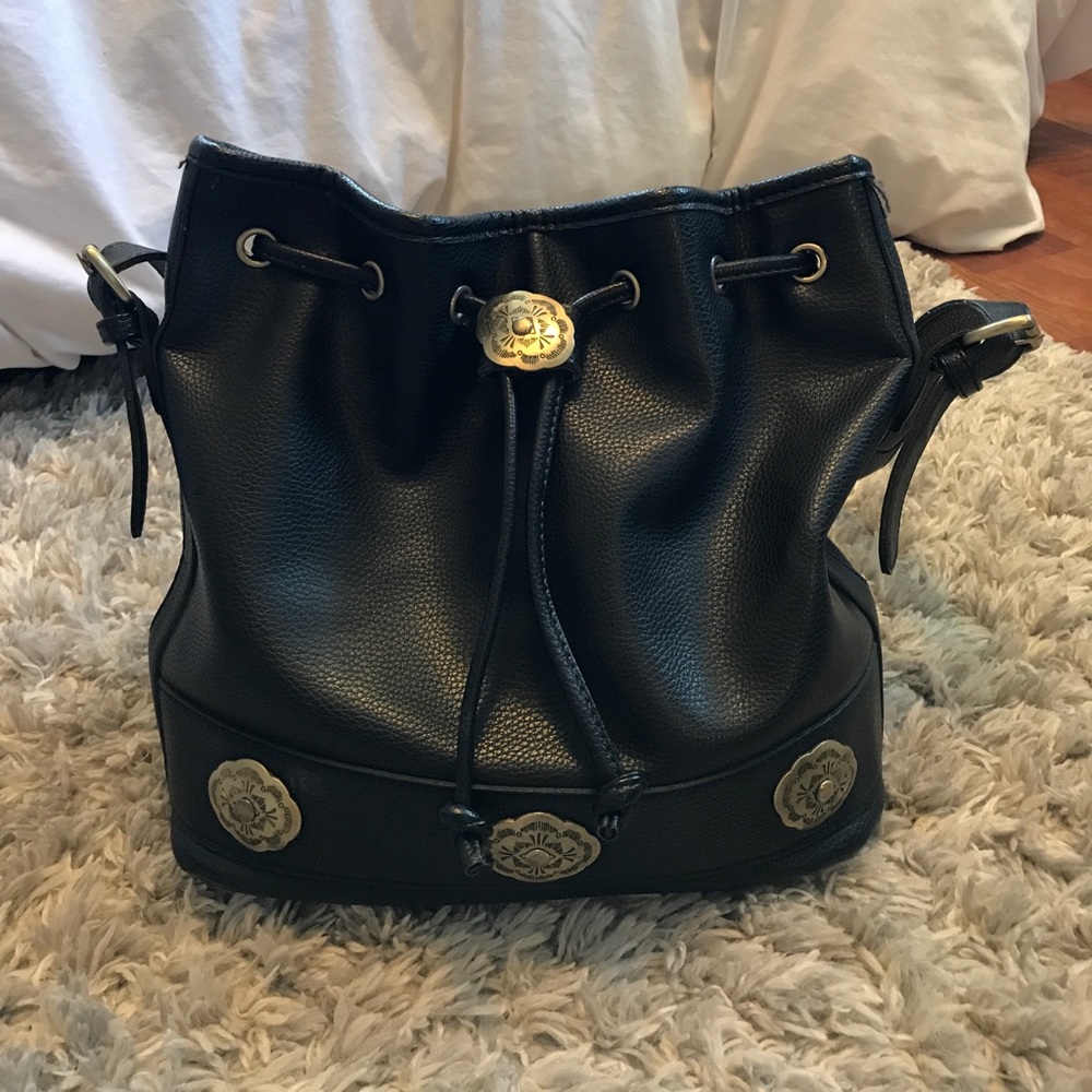 Faux leather bucket bag
