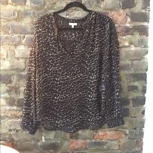 Joie Leopard Print Silk Chiffon Blouse