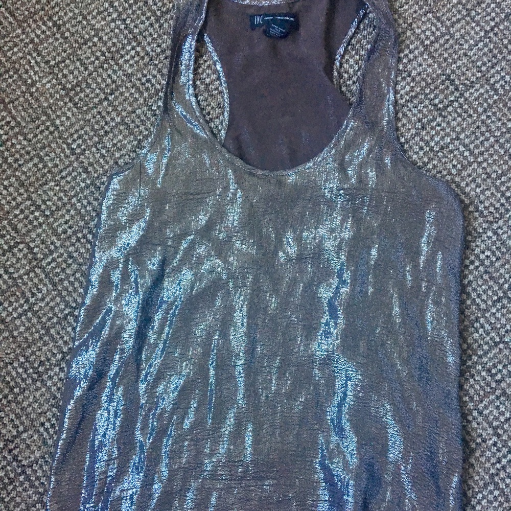 INC Metallic Silk Lined Racerback Tank Top