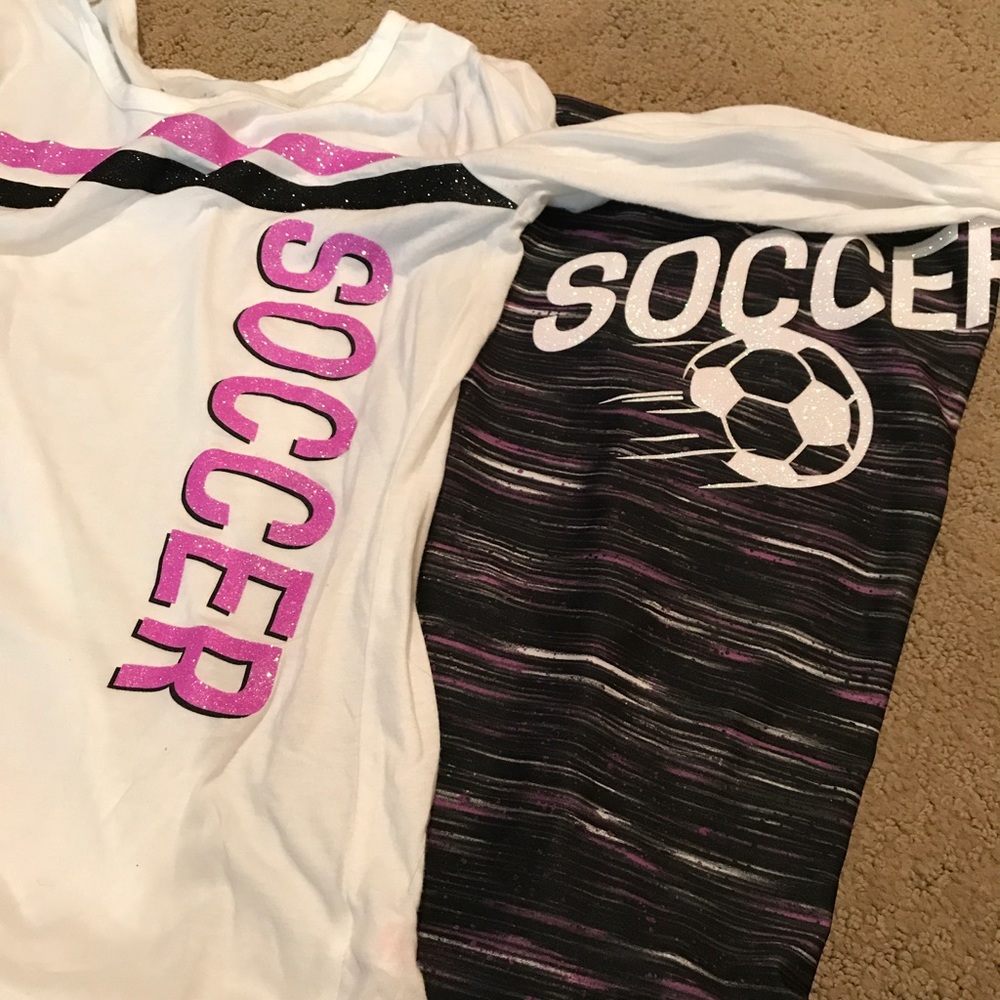 Justice soccer Tshirt and leggings