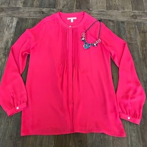 Banana Republic - Hot Pink - Tuxedo Pleat Blouse