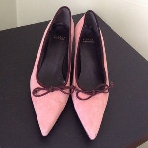 Stuart Weitzman pink suede kitten heels