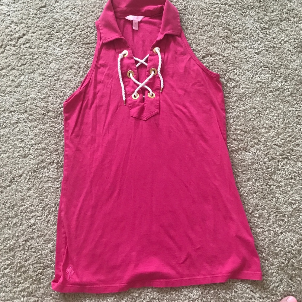 Lace up hot pink Lilly top