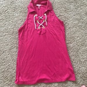 Lace up hot pink Lilly top