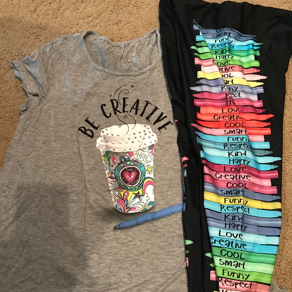 Justice Tshirt and leggings