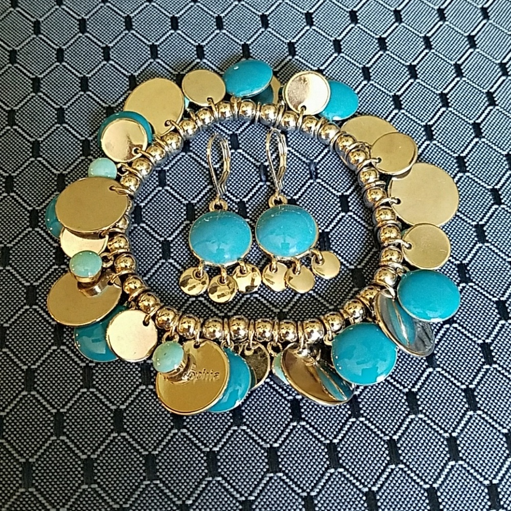 Lia Sophia blue and silver bracelet and earrings