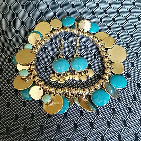Lia Sophia blue and silver bracelet and earrings - Picture 1 of 2