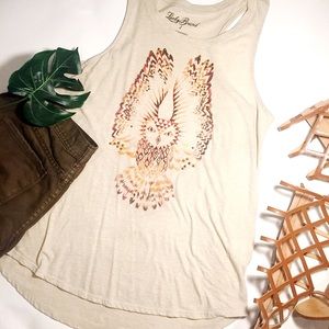 Lucky Brand Owl Print Beige Tank top