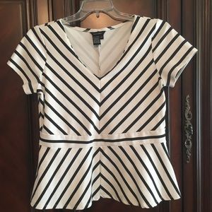 Black and White Peplum Blouse.