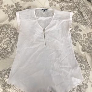 White blouse with zipper and cutouts