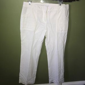 New York & Company White Linen Capris
