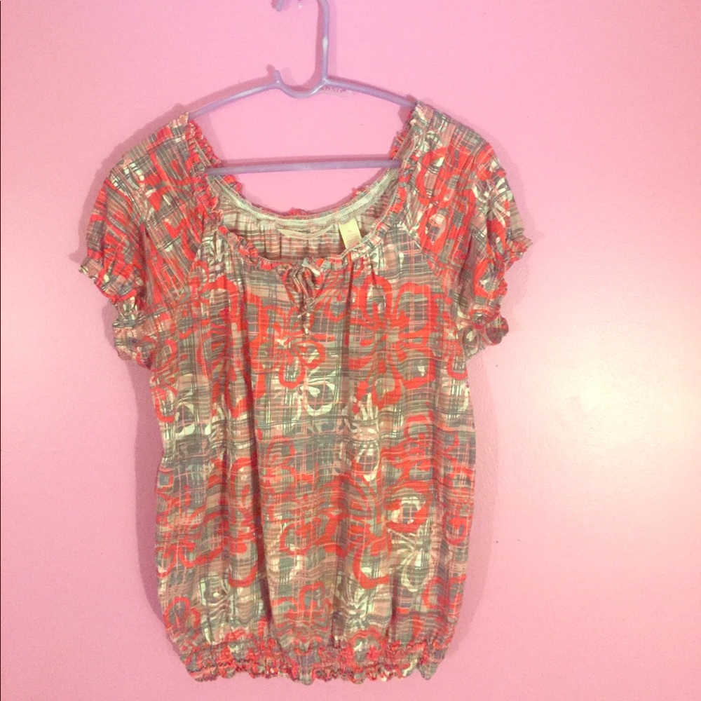 Early 00s floral ribbed top