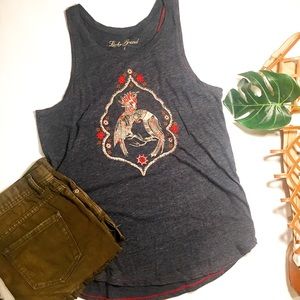 Lucky Brand Lovebirds Tank Top - red and blue