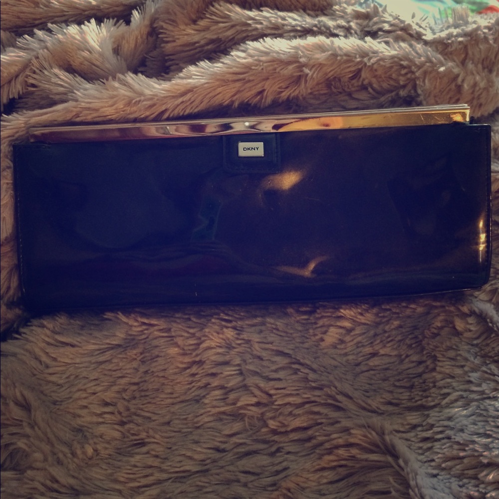 DKNY Black Patent Leather Clutch