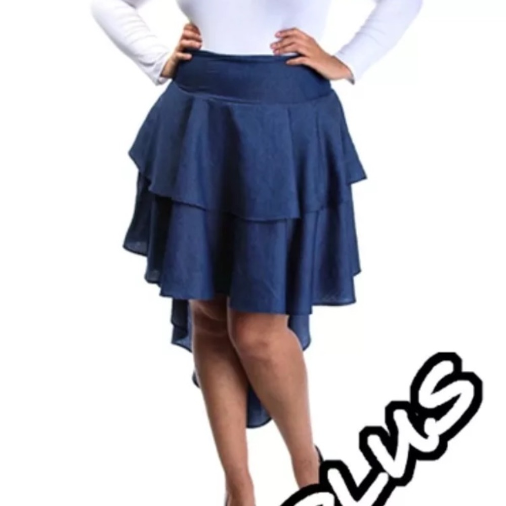 Plus size 2x denim tiered ruffle skirt