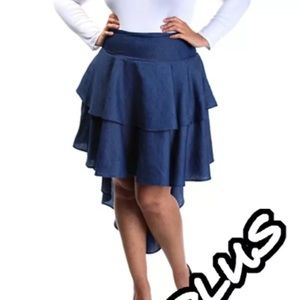 Plus size 2x denim tiered ruffle skirt