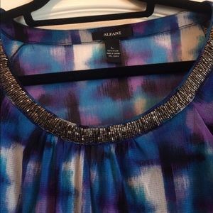💥SALE💥Alfani. Sheer Top with beaded neckline.