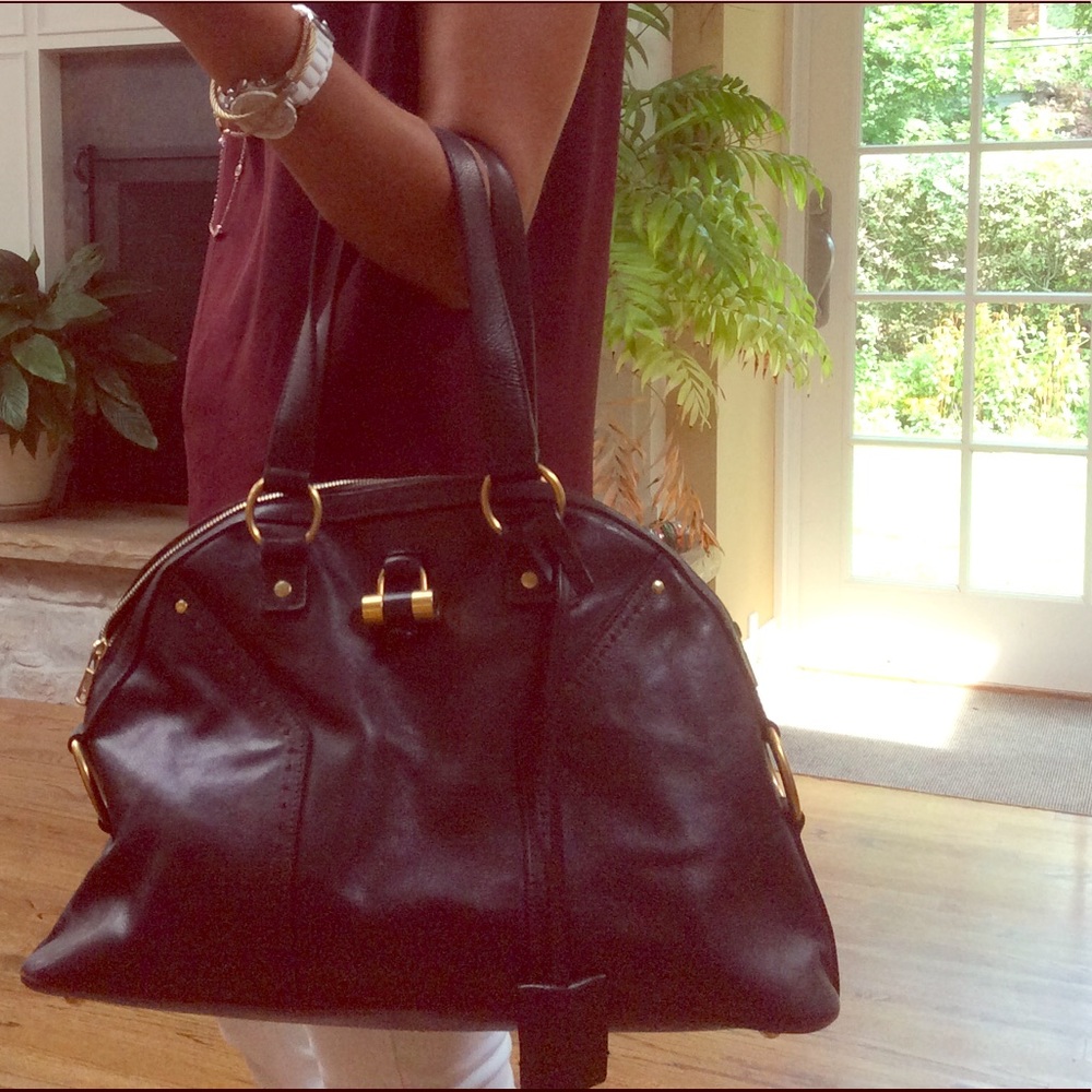 YSL Muse large dark brown bag