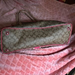 Authentic Large Coach pink/beige/white