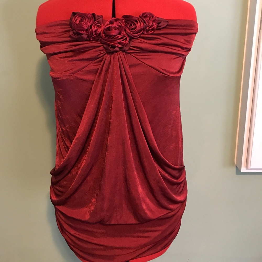 Red sleeveless blouse