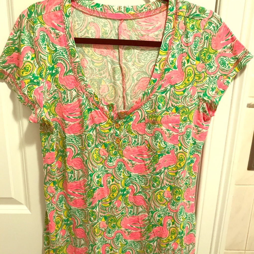 Lilly Pulitzer T-Shirt Dress Flamingo- Sz L
